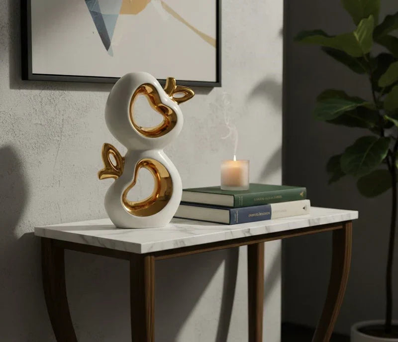 Double Heart Decorative Showpiece